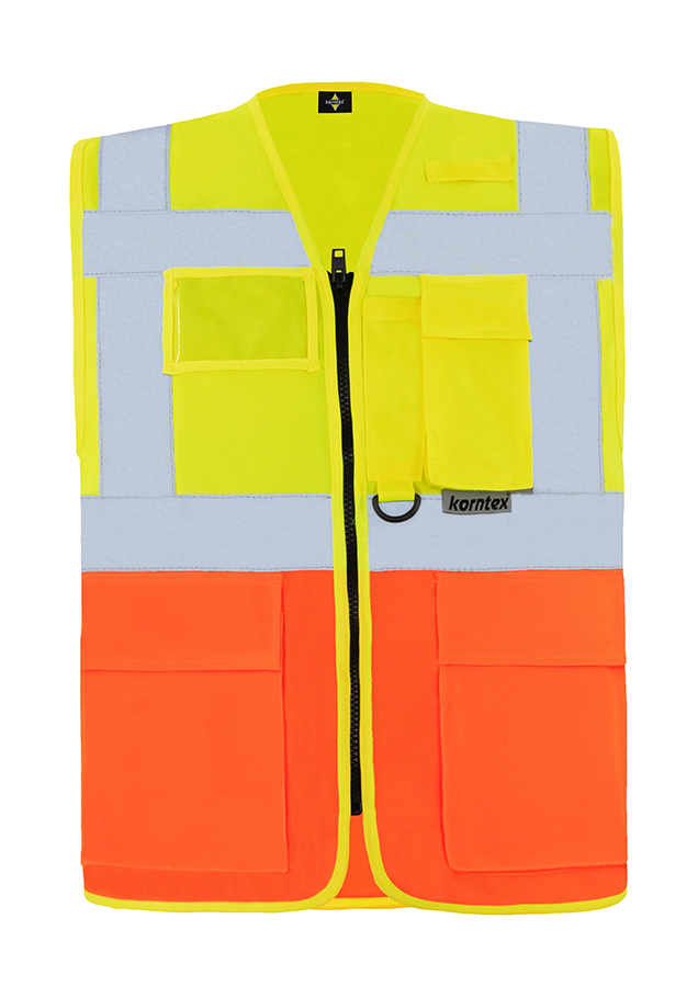 KXMF-multifunktionale-warnweste-reissverschluss-taschen-signal-gelb-signal-orange-warnwesten-korntex-front