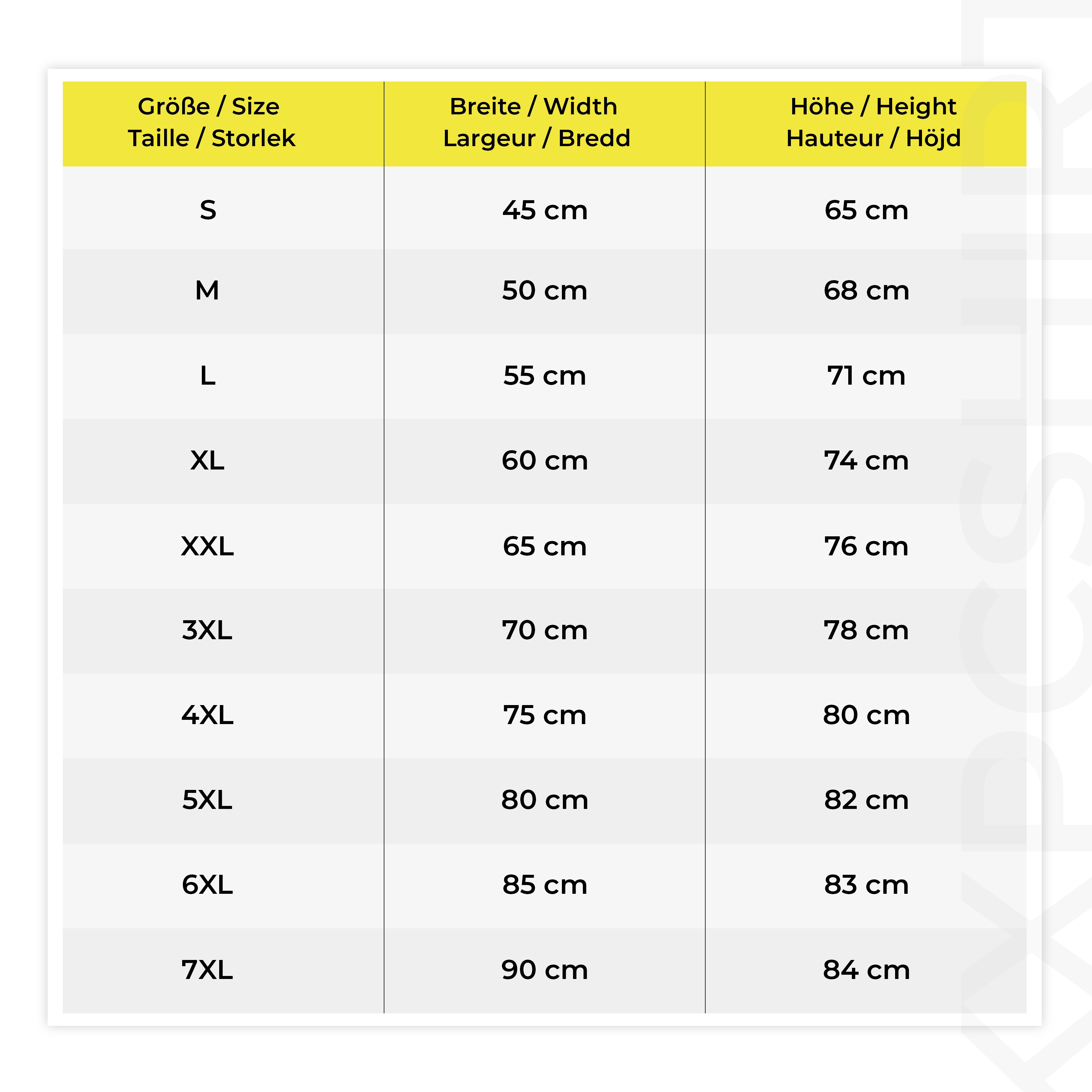 T-Shirt, Textildruck, Unifarben, Kurzarm, Größe  S-7XL, size chart, table, clothing, size, measurements