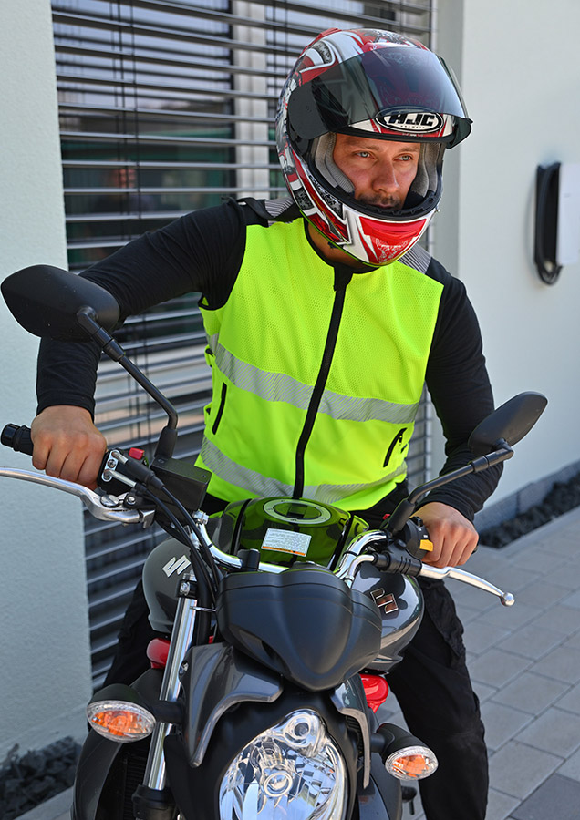 Hi-Vis Mesh Warnweste “Naxos” – Designed für Motorradfahrer - Signal Gelb
