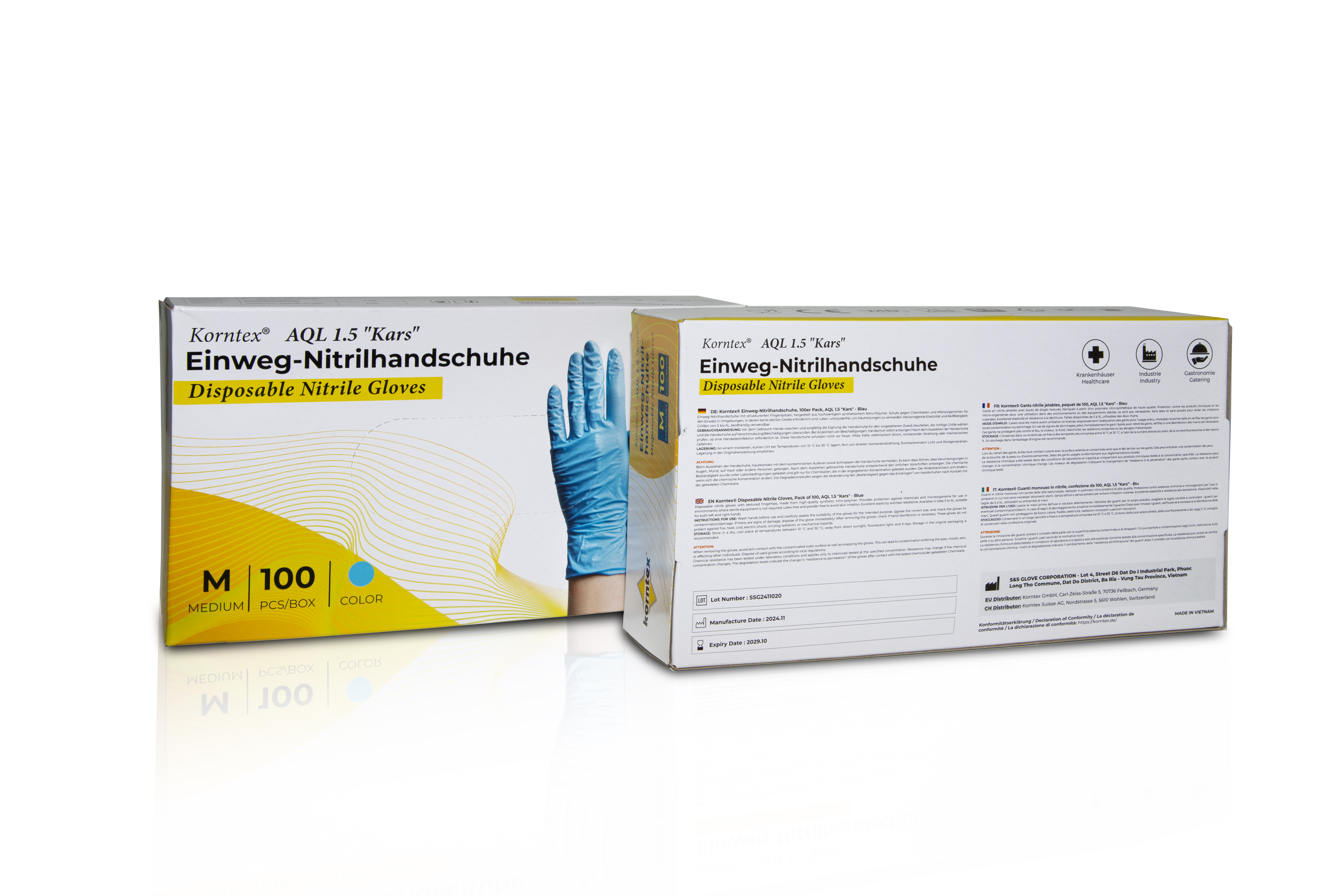 Sale - 10er SET Einweg-Nitrilhandschuhe, 100er Pack, AQL 1.5 "Kars" - Blau - S