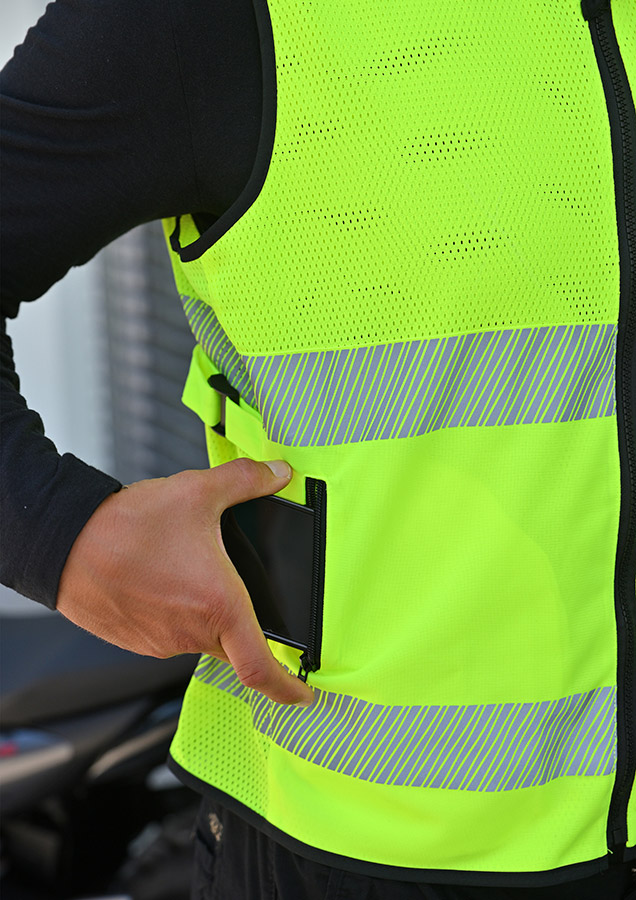 Hi-Vis Mesh Warnweste “Naxos” – Designed für Motorradfahrer - Signal Gelb