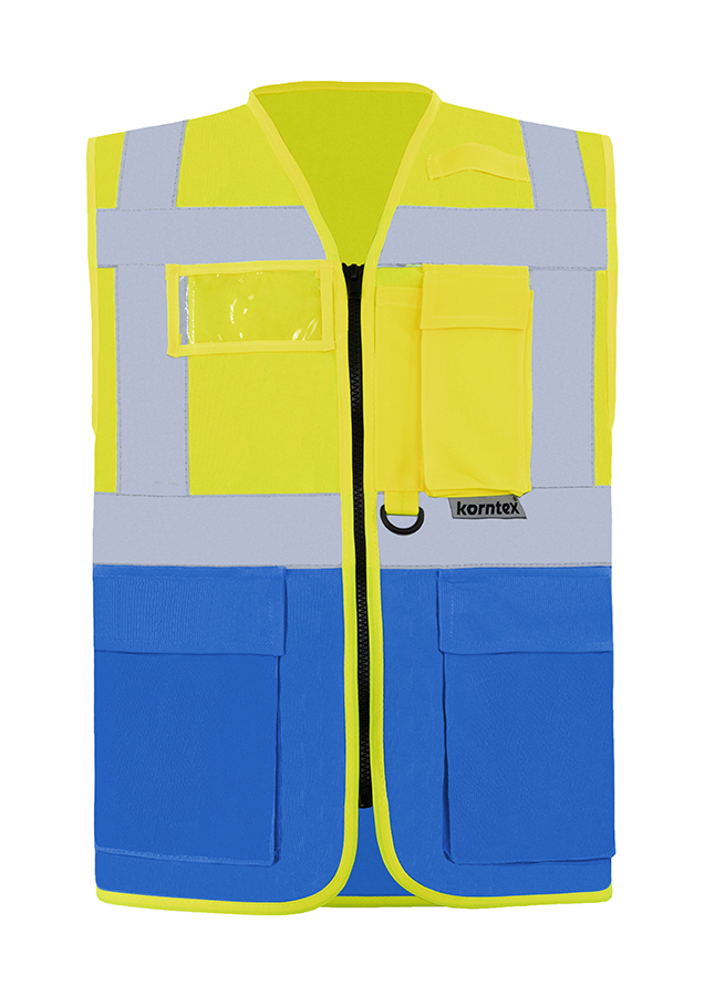 KXMF-multifunktionale-warnweste-reissverschluss-taschen-signal-gelb-blau-warnwesten-korntex-front