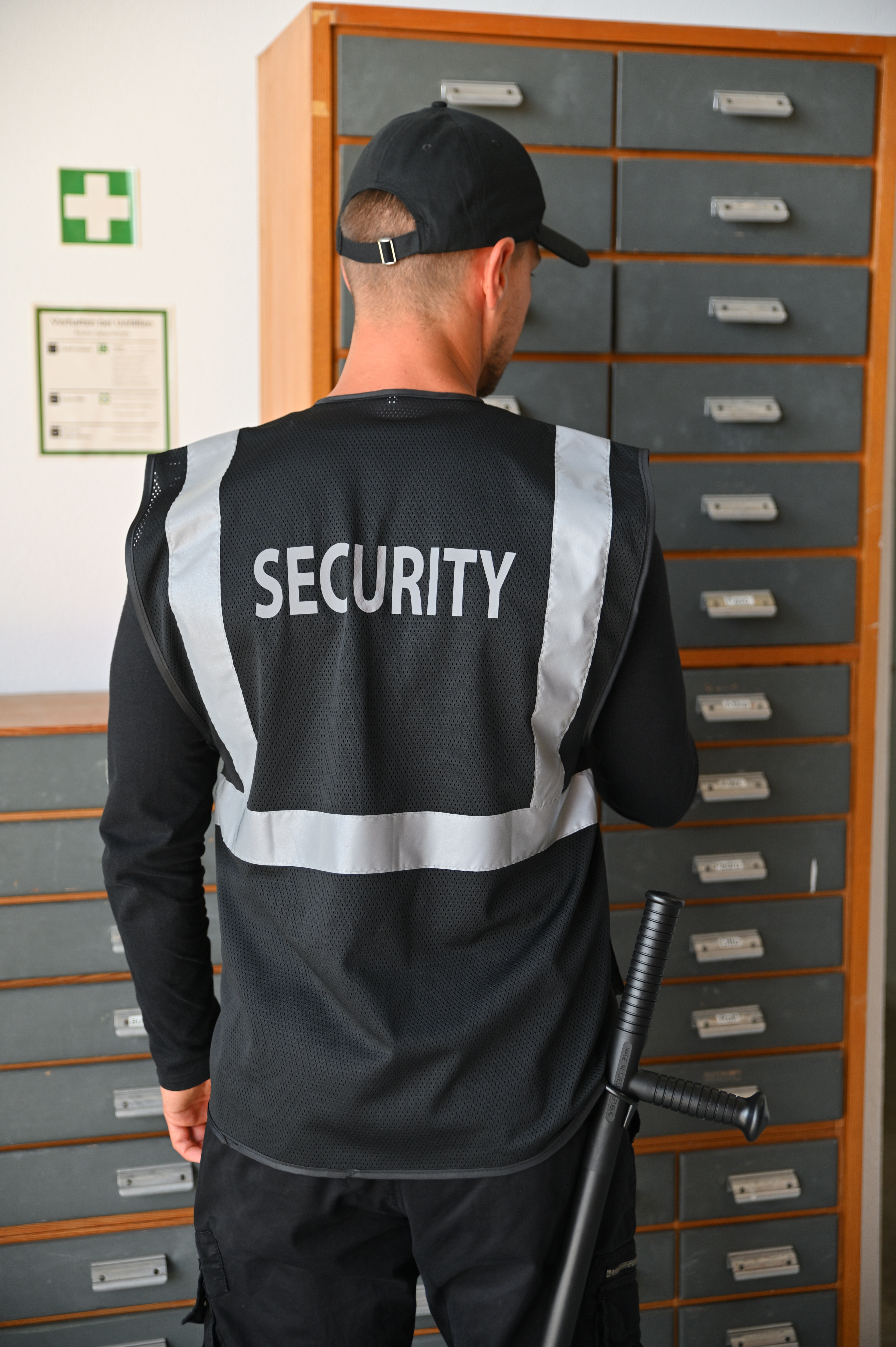 Korntex „SECURITY” Mesh Multifunktionsweste „Atlanta” mit SECURITY Aufdruck - Schwarz - 3XL