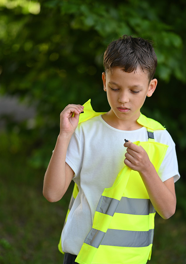 Kinder Warnponcho mit Anti-Strangulations-System „Koge”