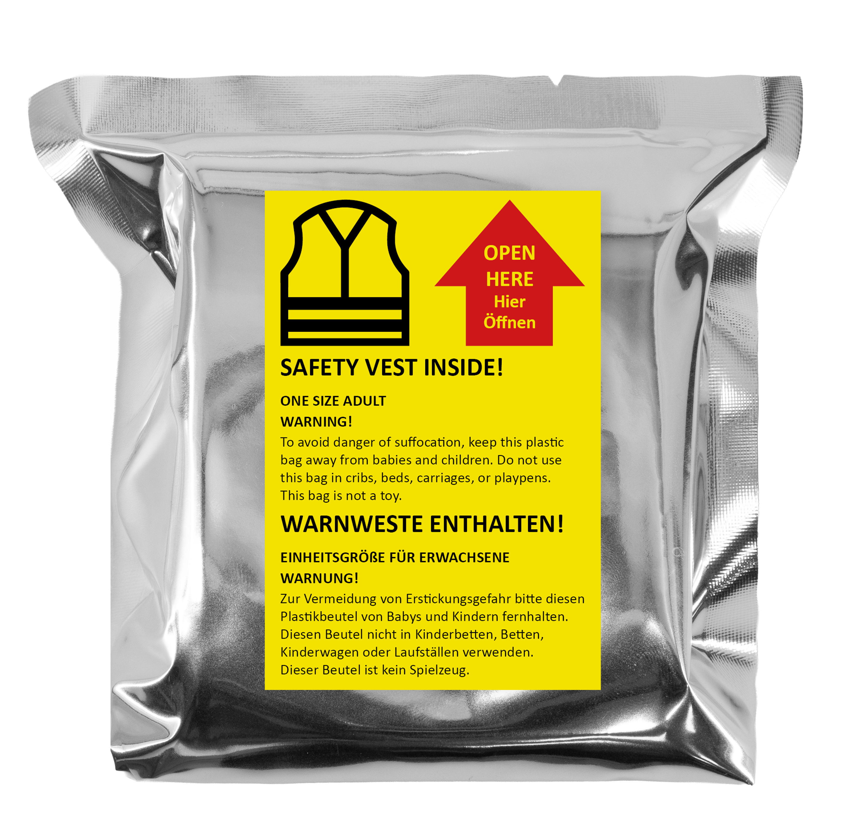 Die kleinste Warnweste der Welt „Bottrop“ – Mini-Vakuum-Verpackung - Signalgelb - One Size