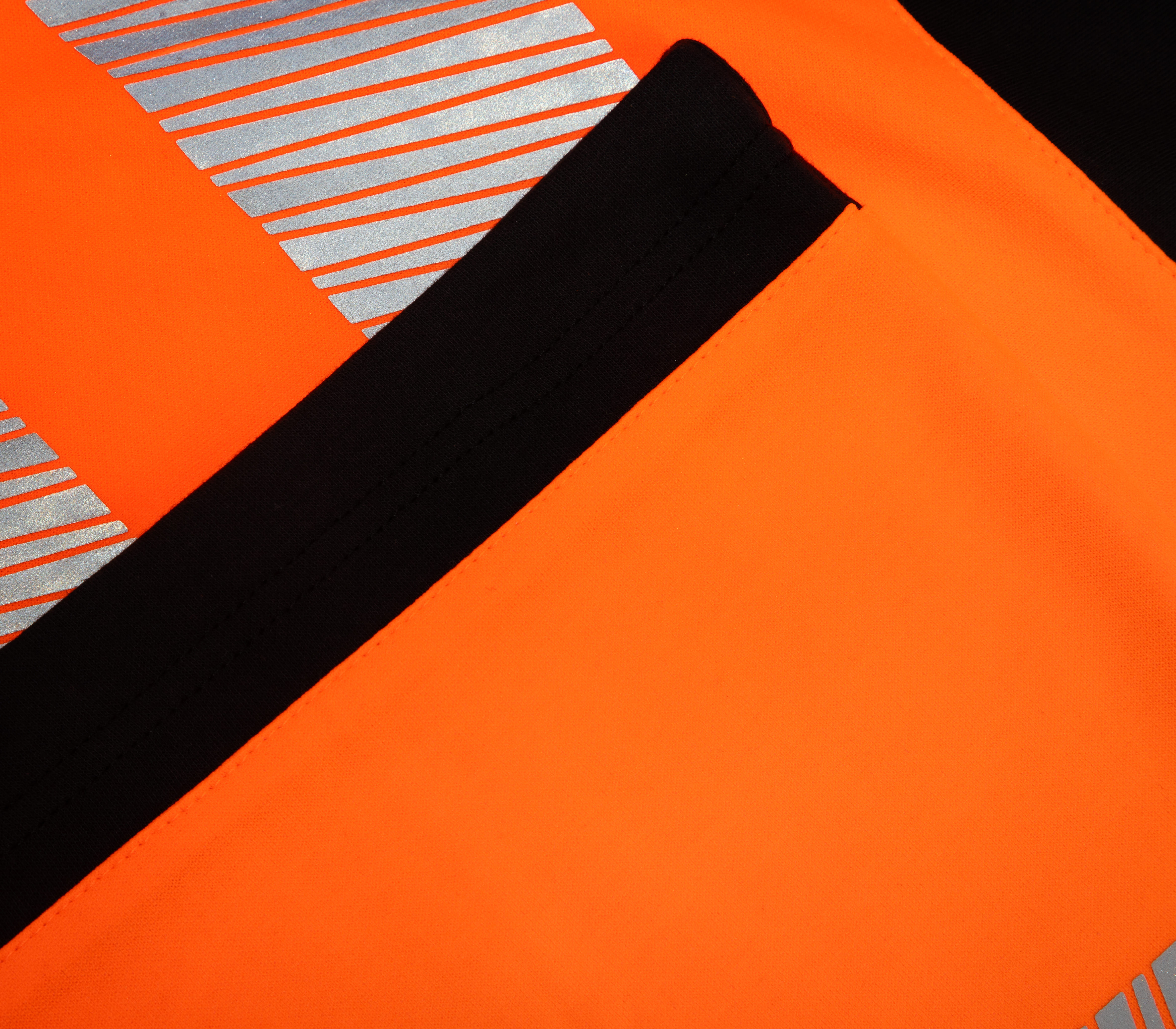 Warnweste, Leuchtorange, Reflexstreifen, Schwarzer Reißverschluss