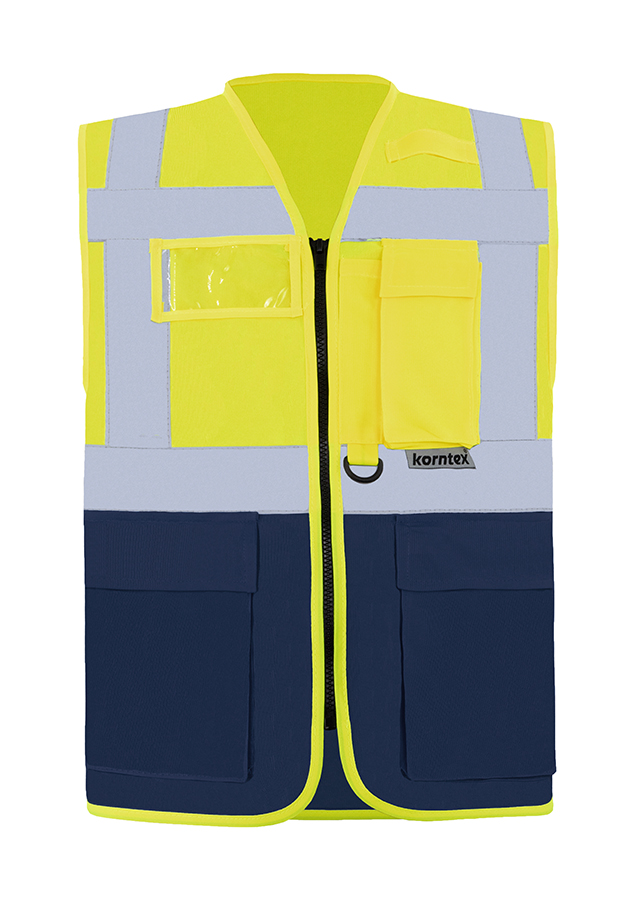 KXMF-multifunktionale-warnweste-reissverschluss-taschen-signal-gelb-marineblau-warnwesten-korntex-front