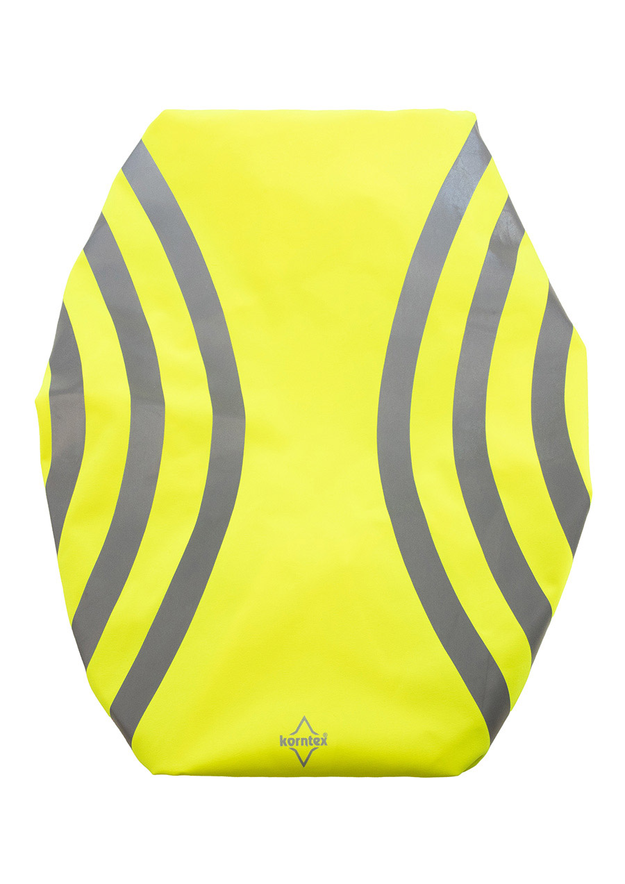 Backpack Cover „Tilburg“ aus 100 % Polyester mit Gummizug und reflektierenden Streifen, schützt Rucksack und Schulranzen bei Regen.