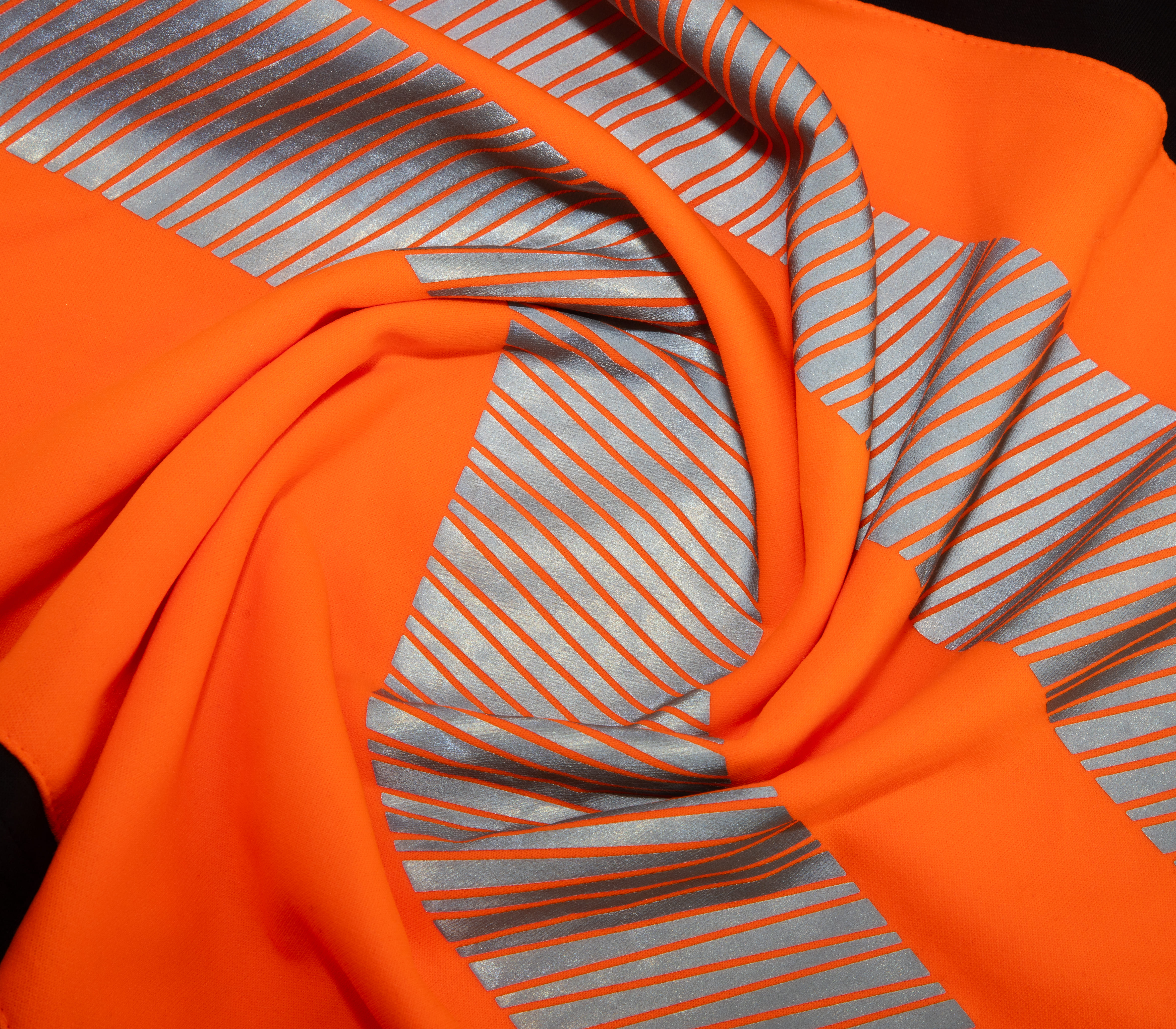 Stoff, Neonorange, Reflektierende Streifen, Gestreiftes Muster