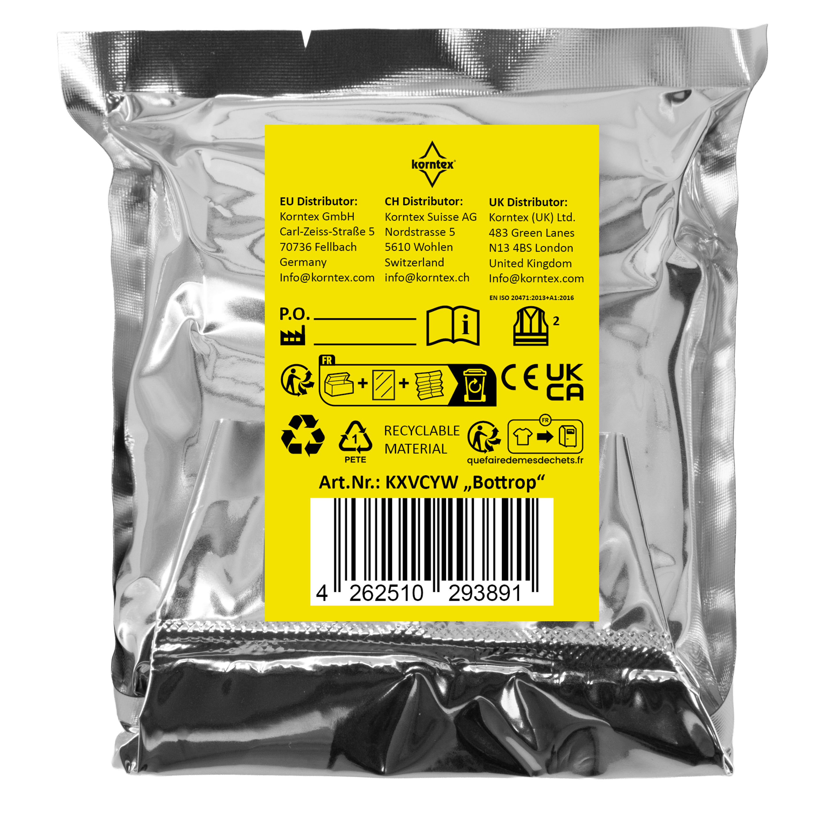 Die kleinste Warnweste der Welt „Bottrop“ – Mini-Vakuum-Verpackung - Signalgelb - One Size